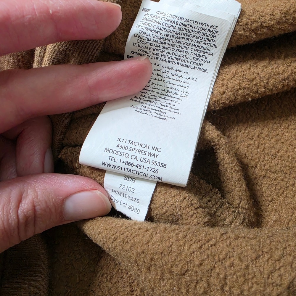 5.11 Tactical Radar Fleece Pullover Tan Mens Large 1/4 Zip Reinforced Elbows - Picture 7 of 8